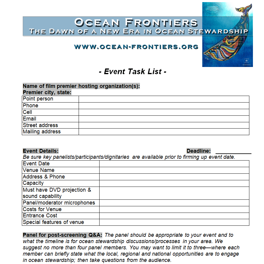 Example Task List Template for Event — downloadable template preview