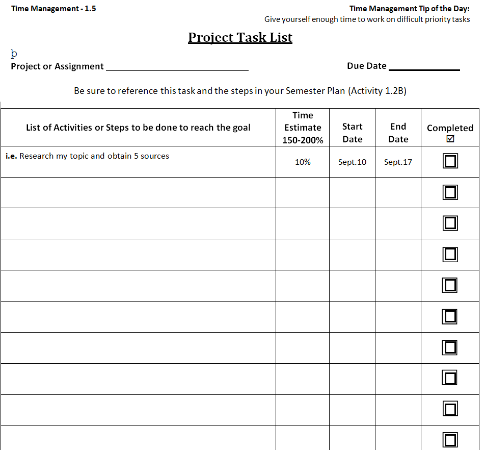 Simple Project Task List Template — downloadable template preview