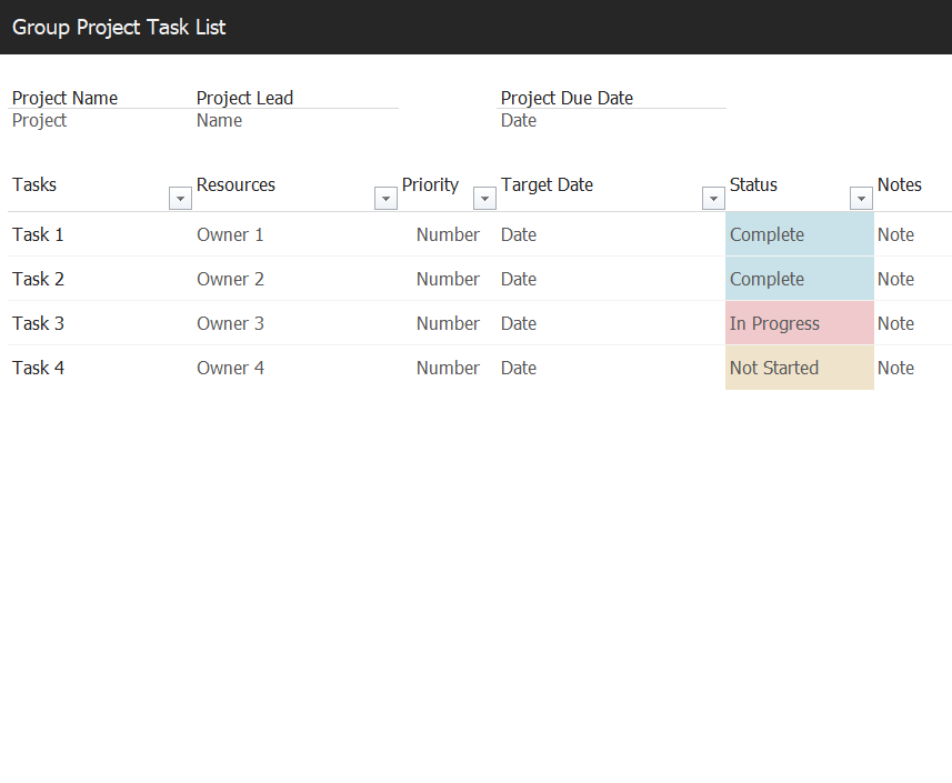Group Task List Template — downloadable template preview