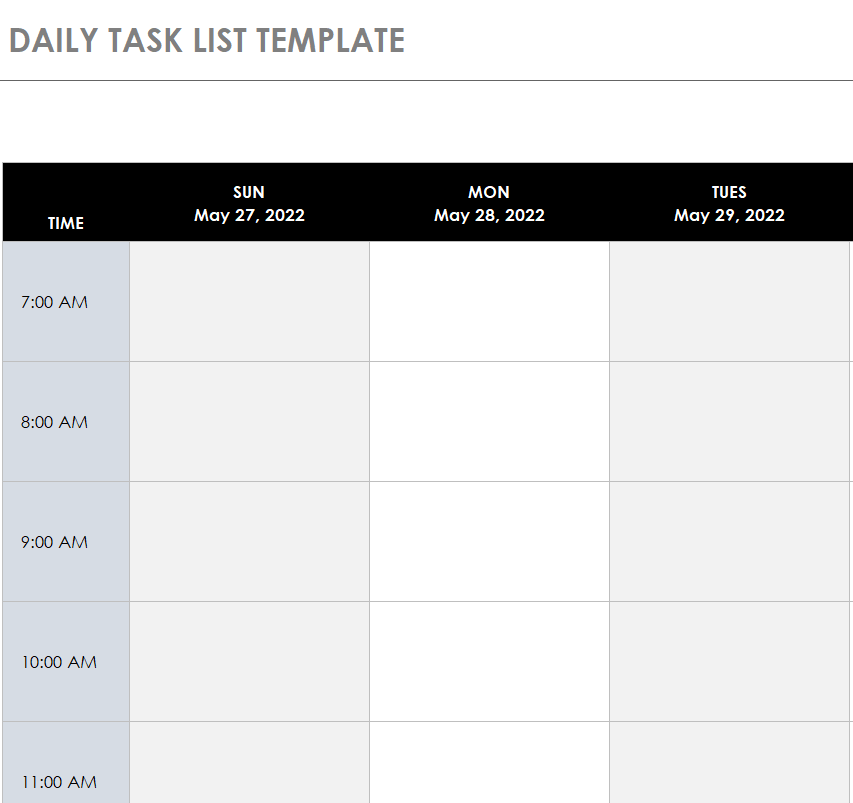 Daily Task List Template — downloadable template preview