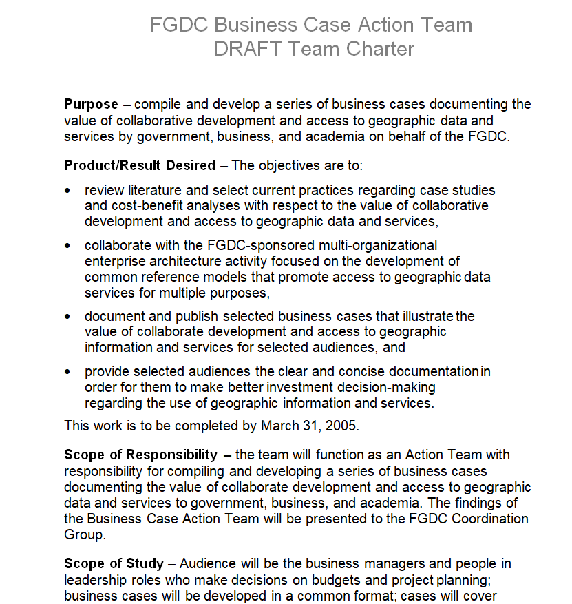 Official Draft Team Charter Example — downloadable template preview