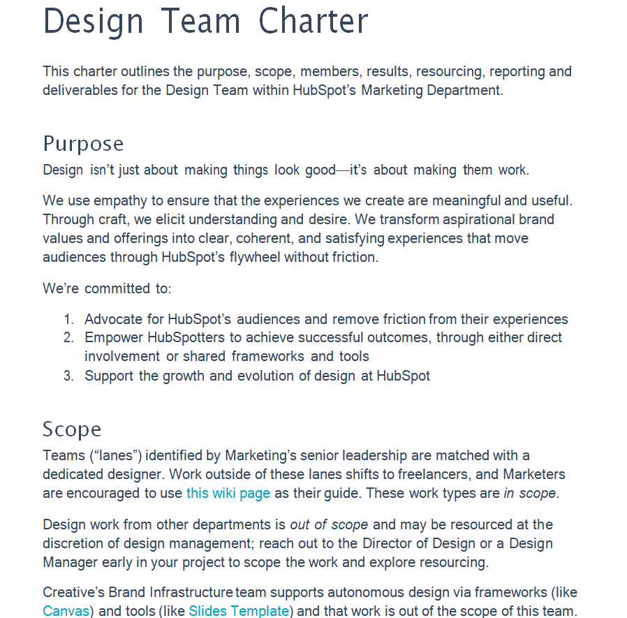 Design Team Charter Sample DOC — downloadable template preview