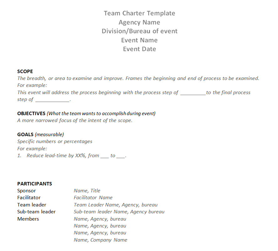 Agency's Team Charter Word Template — downloadable template preview