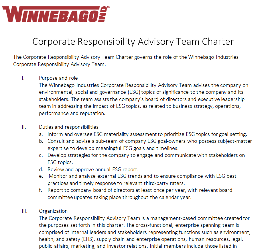 Corporate Responsibility Advisory Team Charter Template — downloadable template preview
