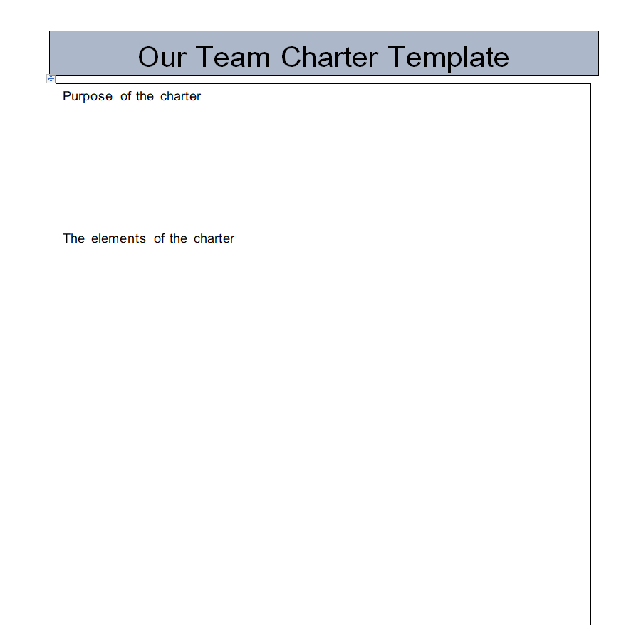 Free Blank Team Charter Template — downloadable template preview