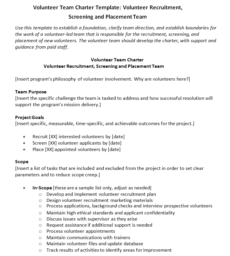 Routine Team Charter Example — downloadable template preview