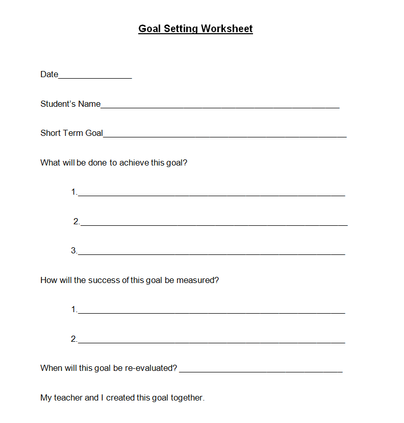 Goal Setting Worksheet Template Word — downloadable template preview