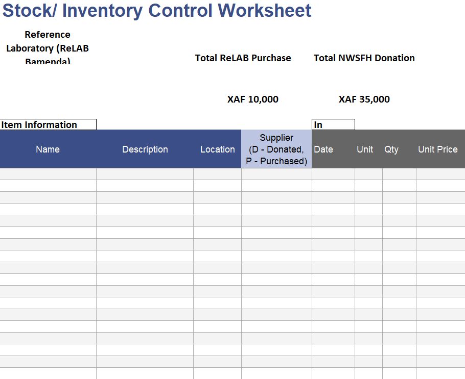 Stock / Inventory Control Worksheet Template Excel — downloadable template preview