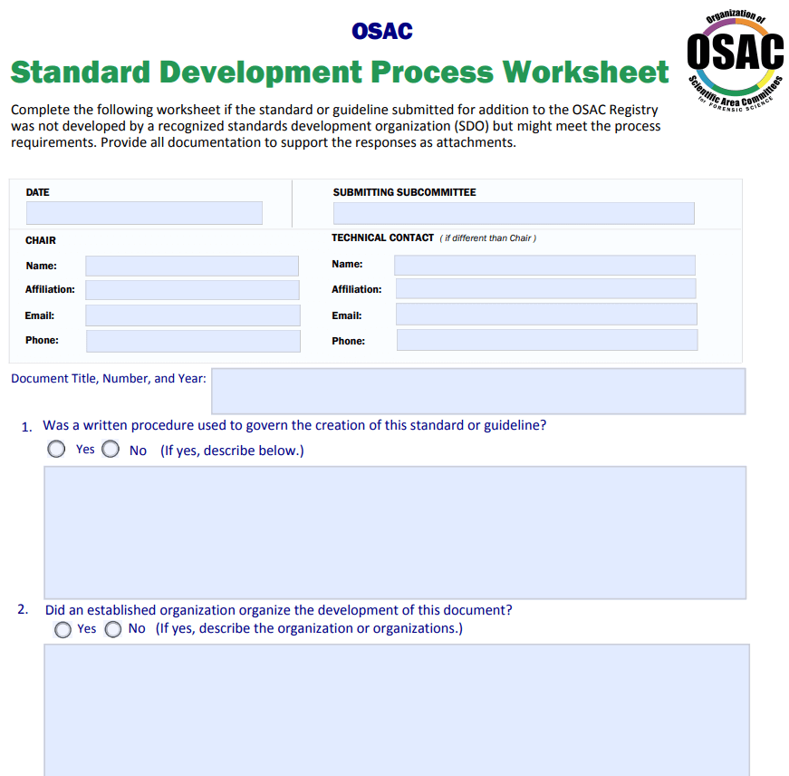 Standard Development Process Worksheet Template — downloadable template preview