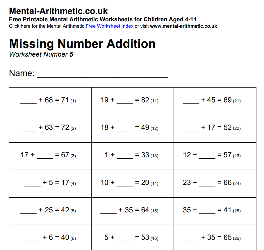 Mathematics Worksheet Template for Students — downloadable template preview