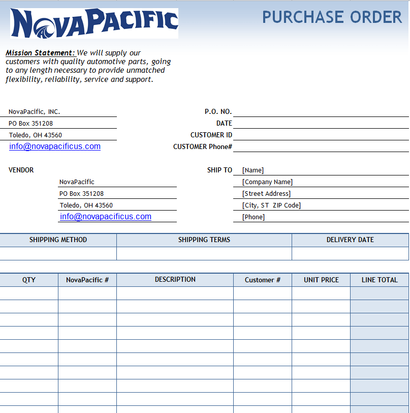 Official Purchase Order Template — downloadable template preview