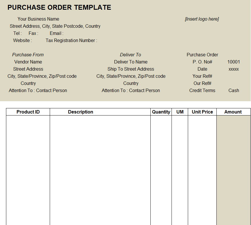 Blank Purchase Order Template — downloadable template preview