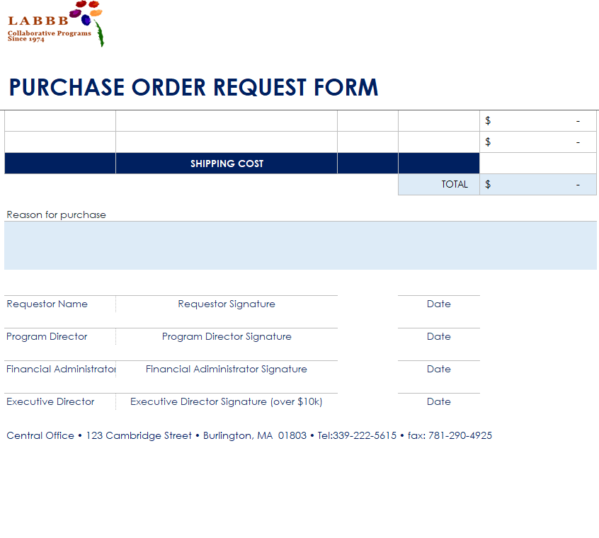 Digital Purchase Order Request Form Template — downloadable template preview