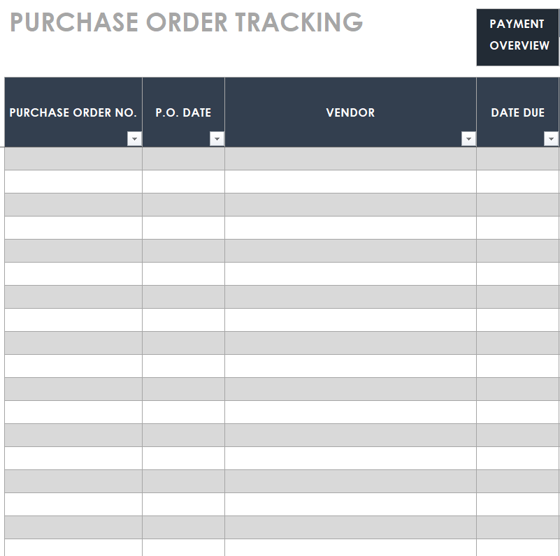 Purchase Order Tracking Format — downloadable template preview