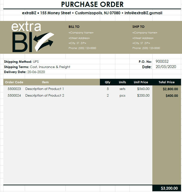 Local Purchase Order Template — downloadable template preview
