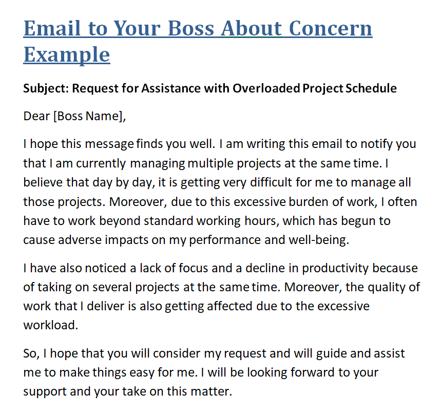 email to your boss about concerns — downloadable template preview