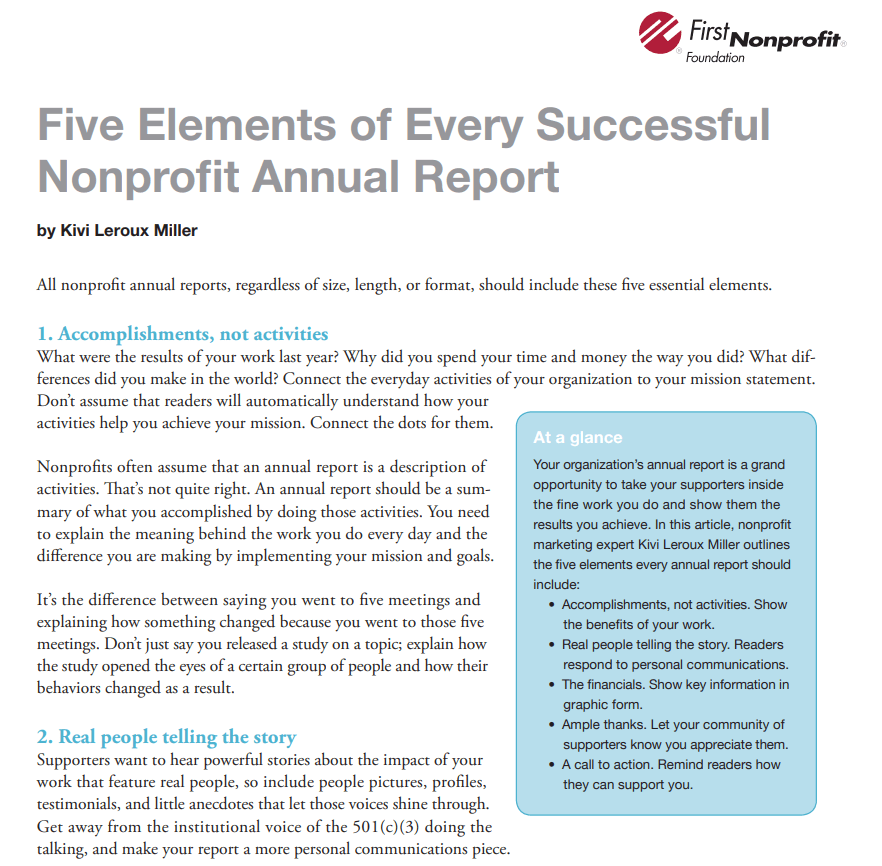 Non-Profit Annual Report Brief Guide — downloadable template preview