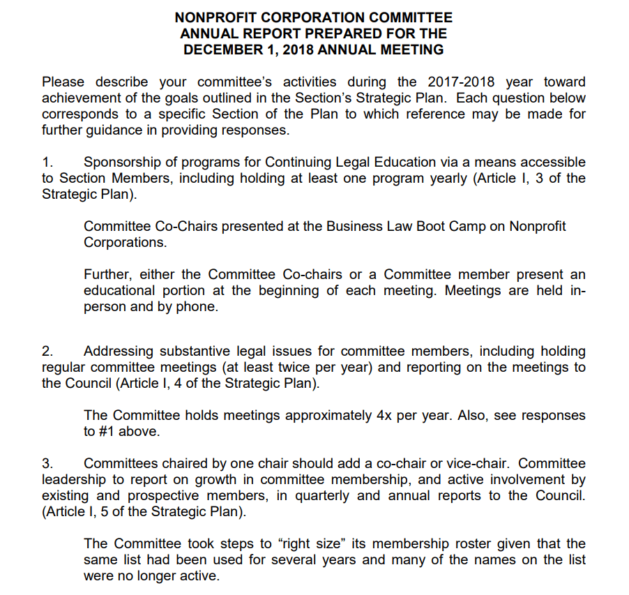 Non-Profit Annual Report Sample for Corporate Committee — downloadable template preview