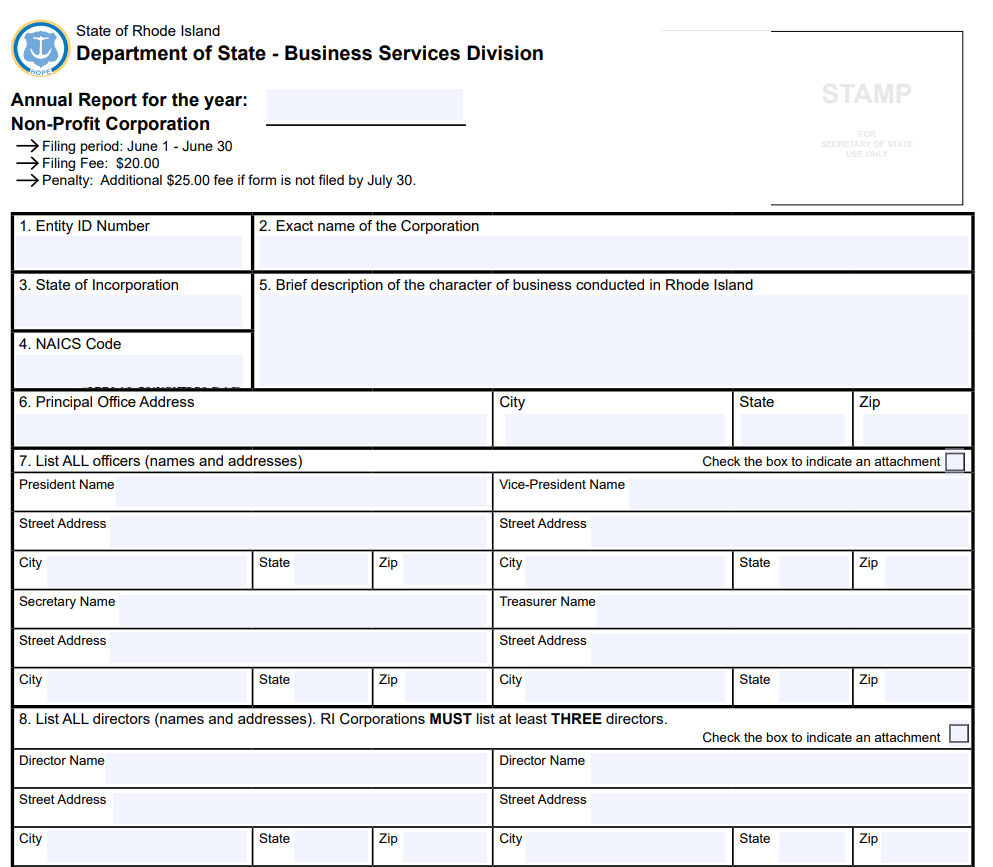 Fillable Non-Profit Annual Report Form Template — downloadable template preview