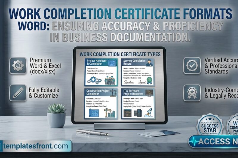 6+ Free Work Completion Certificate Templates