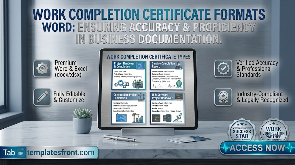 Free Work Completion Certificate Templates (Word)