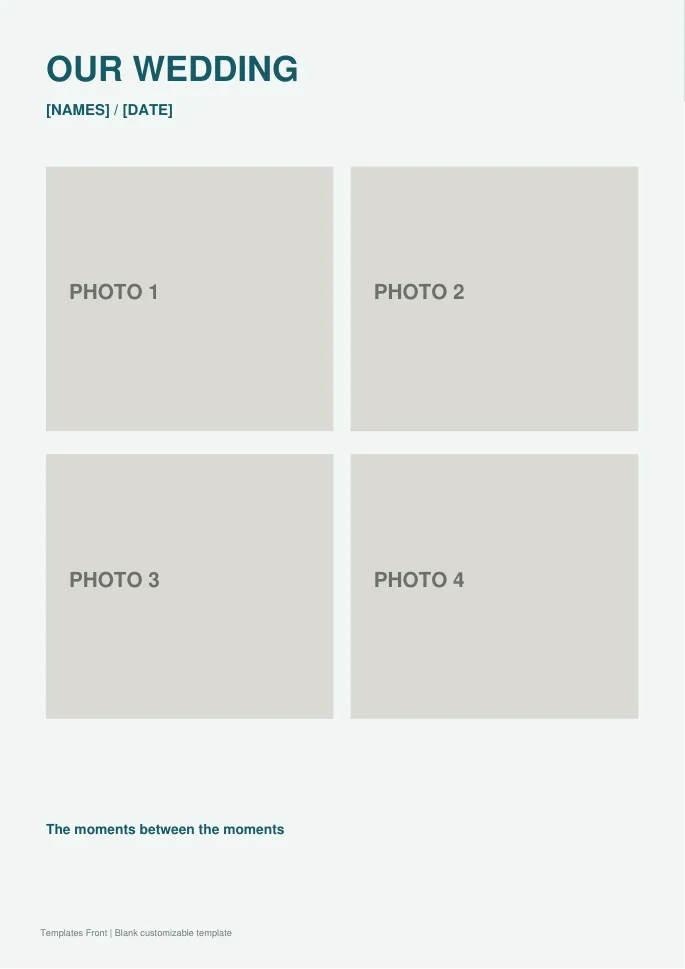 Four-photo story spread — preview of the downloadable template