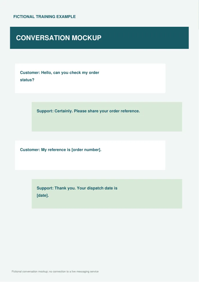 Customer support conversation — preview of the downloadable template