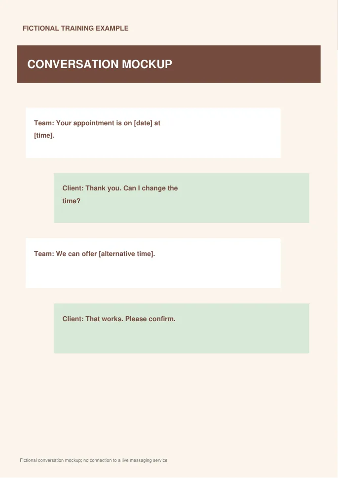 Appointment reminder conversation — preview of the downloadable template