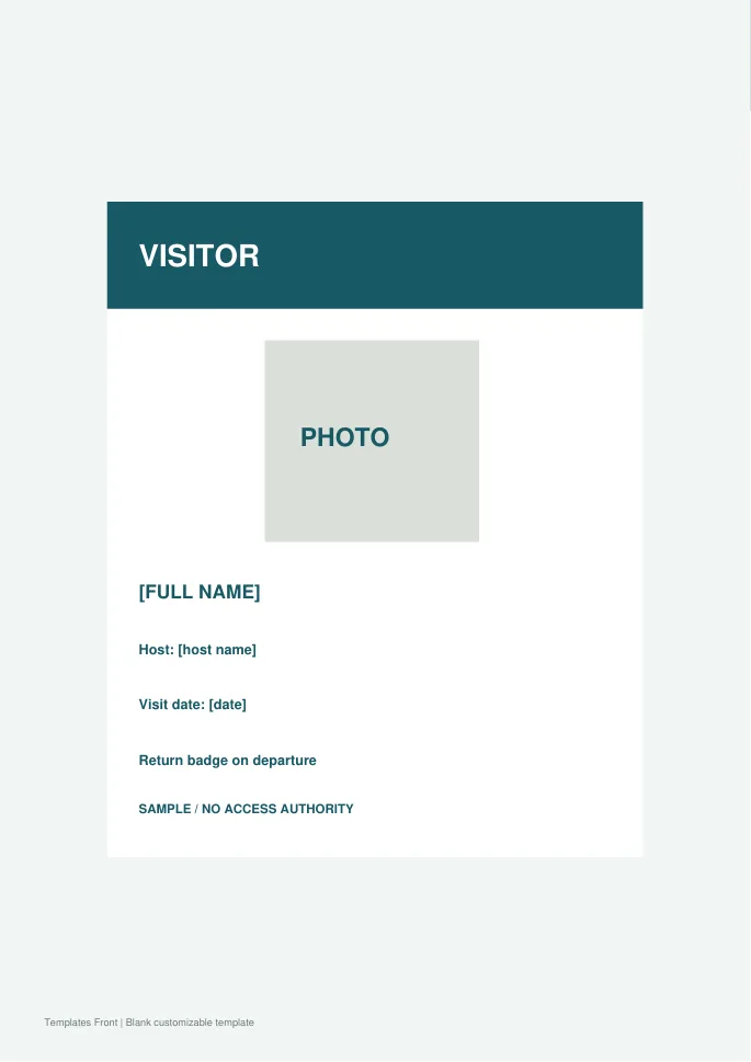 Visitor badge — preview of the downloadable template