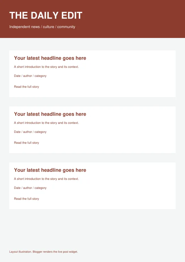 Magazine news Blogger theme — preview of the downloadable template